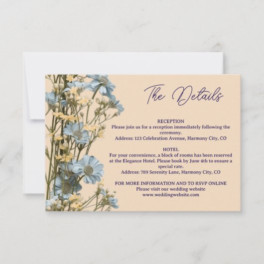 Modern Floral Details Enclosure Card 出欠カード (正面)