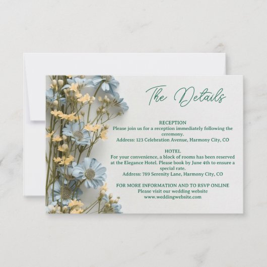 Modern Floral Details Enclosure Card 出欠カード (正面)