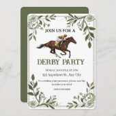 Modern Floral Equestrian Derby Invitation 招待状 (正面/裏面)
