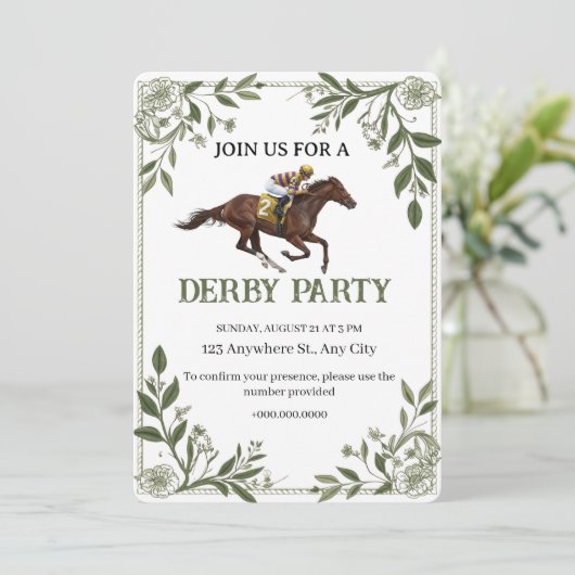 Modern Floral Equestrian Derby Invitation 招待状 (スタンド正面)