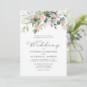 Modern Floral Eucalyptus Leaves Greenery Wedding 招待状 (スタンド正面)