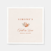 Modern Floral Fall In Love Bridal Shower スタンダードカクテルナプキン (正面)