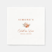 Modern Floral Fall In Love Bridal Shower スタンダードカクテルナプキン (正面)