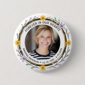 Modern Floral Forever in our Hearts Photo 缶バッジ (正面)