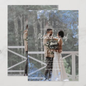 Modern Floral Frame Photo Modern Wedding  招待状 (正面/裏面)
