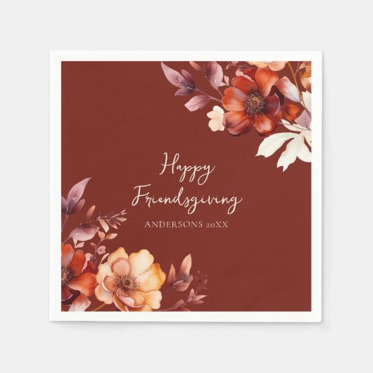 Modern Floral Friendsgiving  スタンダードカクテルナプキン (正面)