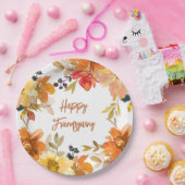 Modern Floral Friendsgiving  ペーパープレート (パーティー)