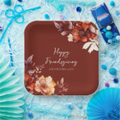 Modern Floral Friendsgiving  ペーパープレート (パーティー)