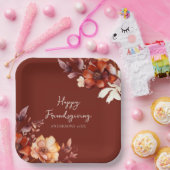 Modern Floral Friendsgiving  ペーパープレート (パーティー)