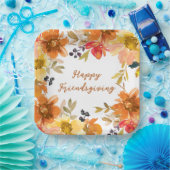 Modern Floral Friendsgiving  ペーパープレート (パーティー)