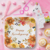 Modern Floral Friendsgiving  ペーパープレート (パーティー)