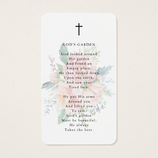 Modern Floral God's Garden Photo Prayer Card (裏面)