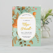 Modern Floral Graduation Party 箔招待状 (立ち正面)