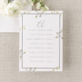 Modern Floral Grey Wedding Seating Chart テーブルナンバー