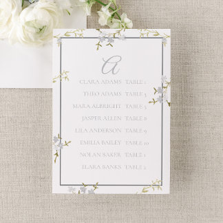 Modern Floral Grey Wedding Seating Chart テーブルナンバー