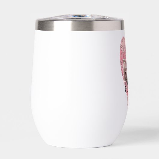 Modern Floral Heart Thermal Wine Tumbler (正面)