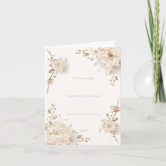 Modern Floral Invitation Card Elegant Botanical We 招待状