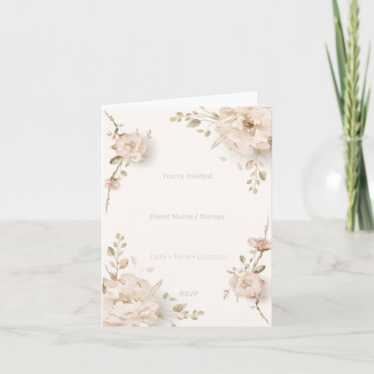 Modern Floral Invitation Card Elegant Botanical We 招待状 (正面)