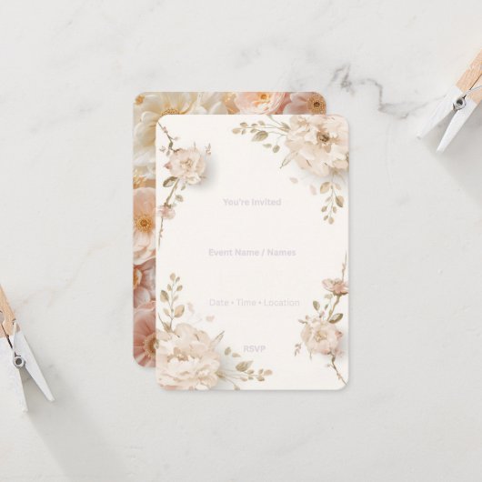 Modern Floral Invitation Card Elegant Botanical We 招待状 (正面/裏面インサイチュ)