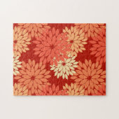 Modern Floral Kimono Print, Mandarin Orange ジグソーパズル (横)