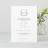 Modern Floral Monogram Crest Formal  Wedding 招待状 (スタンド正面)
