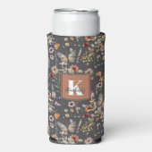 Modern Floral Monogram Name スリム缶クーラー (Seltzer正面)