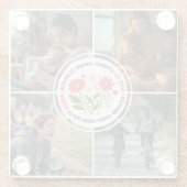 Modern Floral Multi-Photo Custom Mother's Day ガラスコースター (裏面)