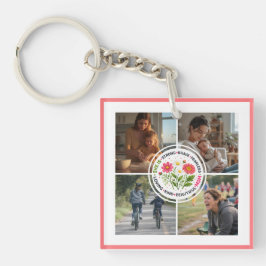 Modern Floral Multi-Photo Custom Mother's Day キーホルダー