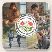 Modern Floral Multi-Photo Custom Mother's Day コースター (正面)