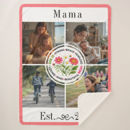 Modern Floral Multi-Photo Custom Mother's Day  シェルパブランケット