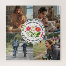 Modern Floral Multi-Photo Custom Mother's Day  ジグソーパズル