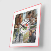 Modern Floral Multi-Photo Custom Mother's Day スクエア壁時計 (傾斜)