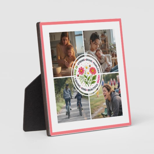 Modern Floral Multi-Photo Custom Mother's Day フォトプラーク (正面)