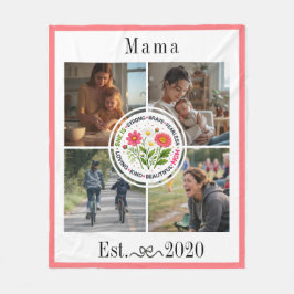 Modern Floral Multi-Photo Custom Mother's Day  フリースブランケット