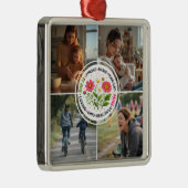 Modern Floral Multi-Photo Custom Mother's Day メタルオーナメント (右)