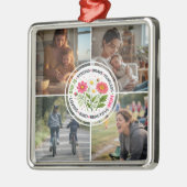 Modern Floral Multi-Photo Custom Mother's Day メタルオーナメント (左)