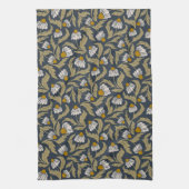 Modern Floral Navy Blue Coneflower Daisy Botanical キッチンタオル (縦)