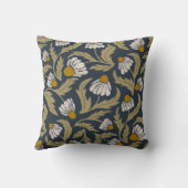 Modern Floral Navy Blue Coneflowers Daisies クッション (裏面)