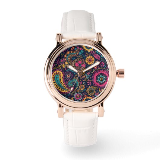 Modern Floral Paisley eWatch Watch 腕時計 (正面)