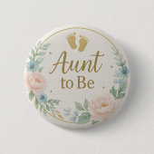 Modern Floral Pastel Aunt to Be Button 缶バッジ (正面)