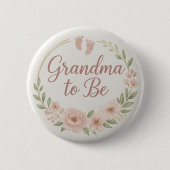 Modern Floral Pastel Grandma to Be Button 缶バッジ (正面)