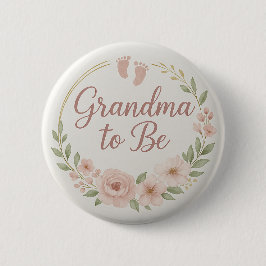 Modern Floral Pastel Grandma to Be Button 缶バッジ
