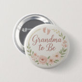 Modern Floral Pastel Grandma to Be Button 缶バッジ (正面&裏面)