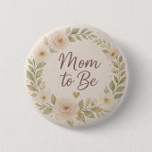 Modern Floral Pastel Mom to Be Button 缶バッジ (正面)