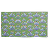 Modern Floral Pattern in Green and Lavender 枕カバー (正面)