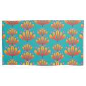 Modern Floral Pattern in Turquoise and Orange 枕カバー (正面)