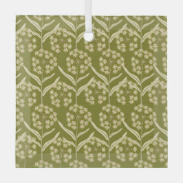 Modern Floral Pattern: White Umbel Flowers ガラスオーナメント