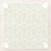 Modern Floral Pattern: White Umbel Flowers ガラスコースター (裏面)