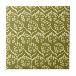 Modern Floral Pattern: White Umbel Flowers タイル