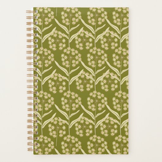 Modern Floral Pattern: White Umbel Flowers プランナー手帳 (正面)